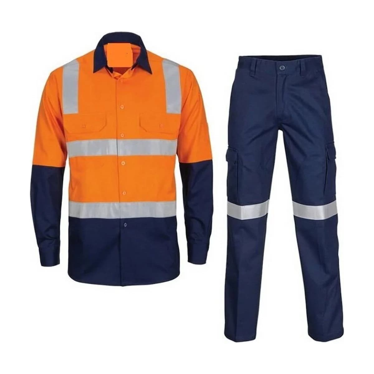 Orange-Navy Hi-Vis Shirt and Trousers Set