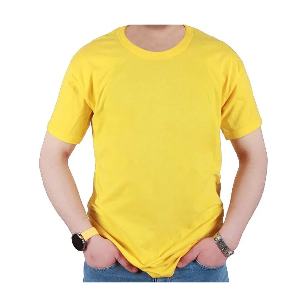 Yellow Crew-Neck Work T-Shirt